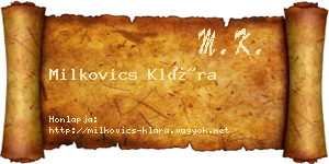 Milkovics Klára névjegykártya